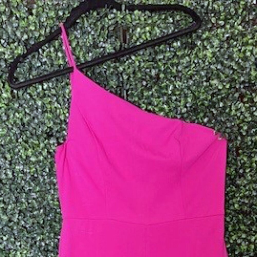 Ladies Fuschia Pink One Shoulder Jumpsuit - Flare Legs - Fabulous Fit Size XL